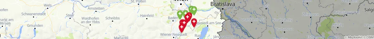Kartenansicht für Apotheken-Notdienste in der Nähe von Hof am Leithaberge (Bruck an der Leitha, Niederösterreich)